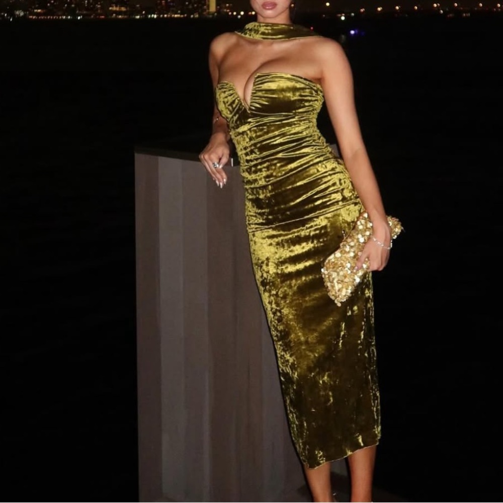 zara Elegant Velvet green Dress